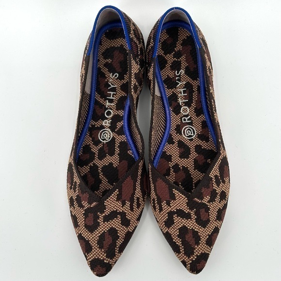 ROTHY’S Women’s Size 8.5 Retired Wildcat Leopard Print The Point Flats - Picture 1 of 15